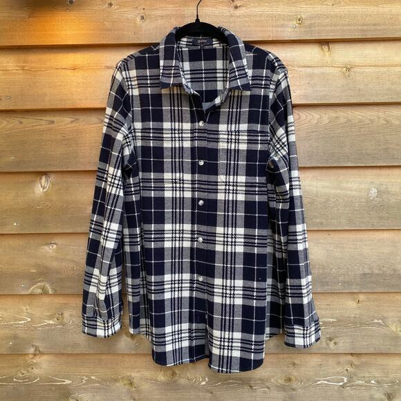 Quince black and white plaid soft button up shirt - Picture 2 of 7